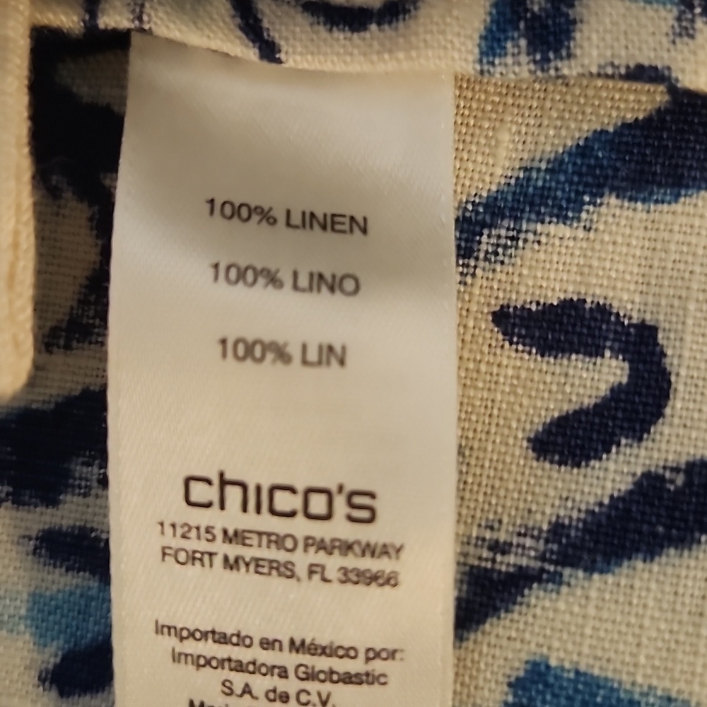 Chico’s Artisan Printed Linen Duster Batik Jacket 1 Medium - Picture 7 of 10